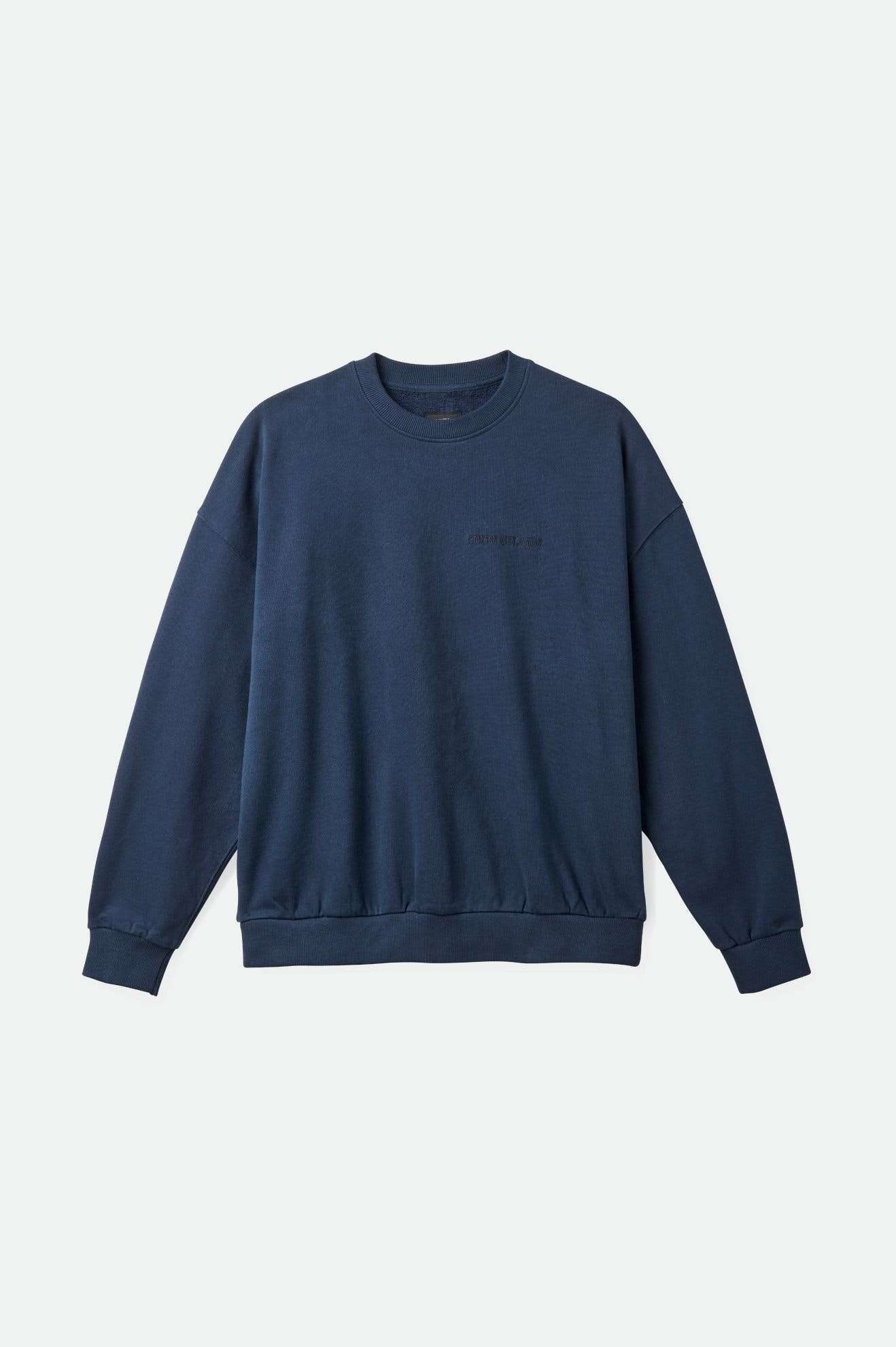 
       Brixton Men&#39;s Embroidered Heavyweight Oversized Crew - Washed Navy | Main
     