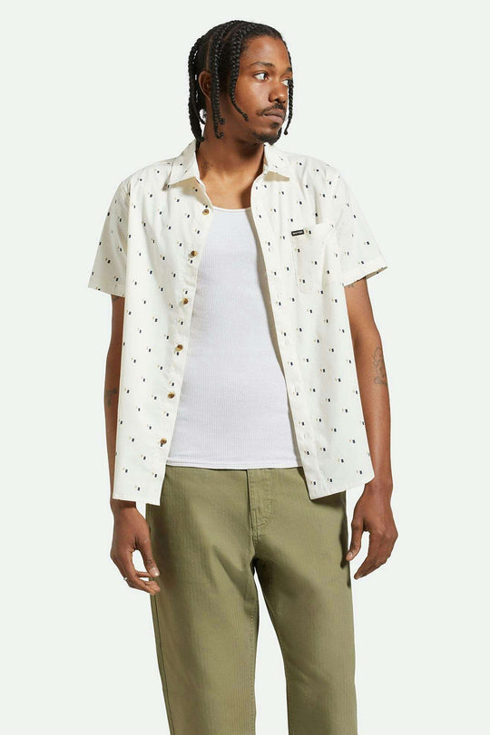 
       Men&#39;s Front Fit | Charter Print S/S Woven Shirt - Off White/Tipping Square
     