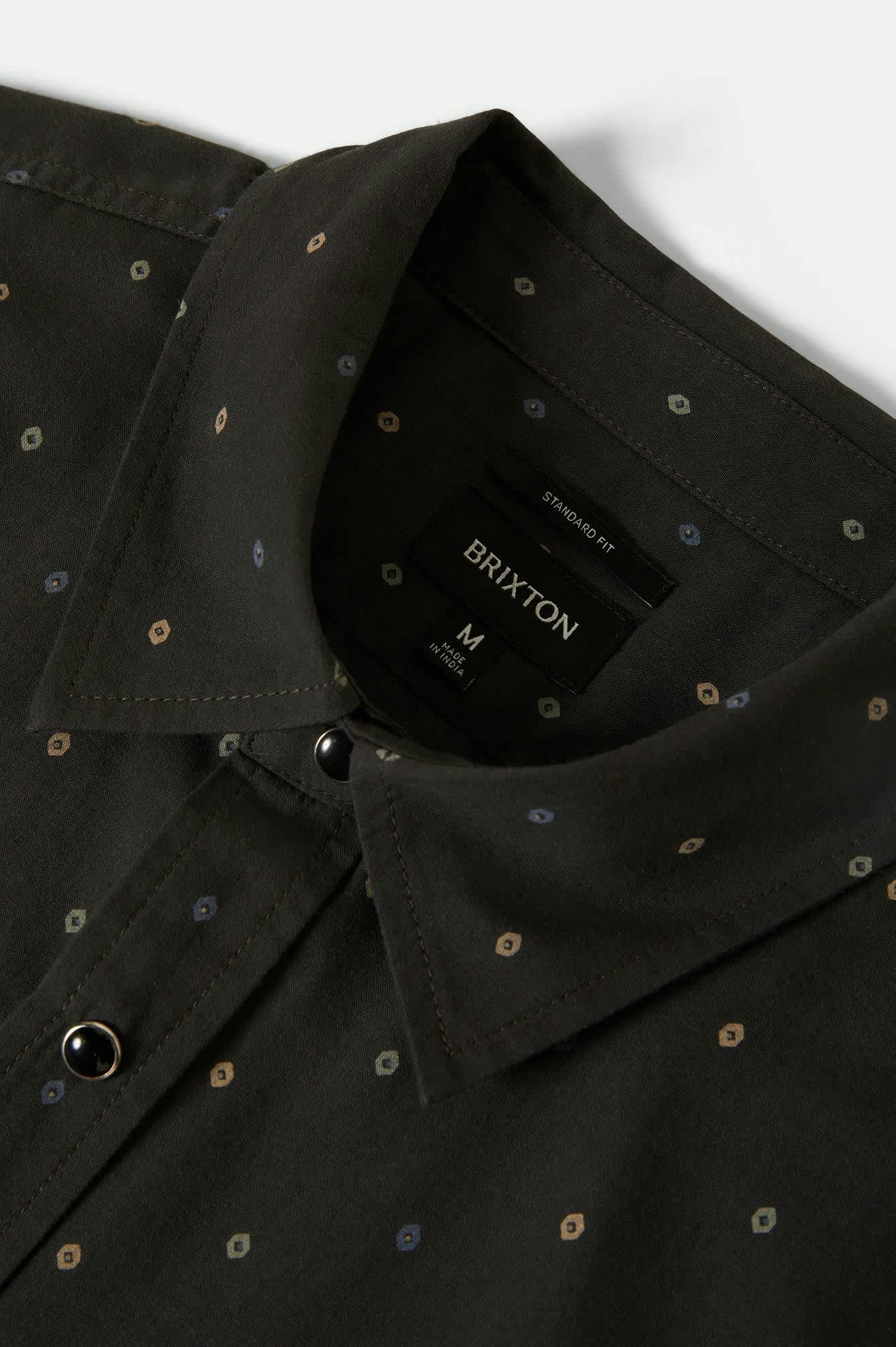 Men's Wayne Western L/S Shirt in the color Asphalt Black - Additional Laydown image