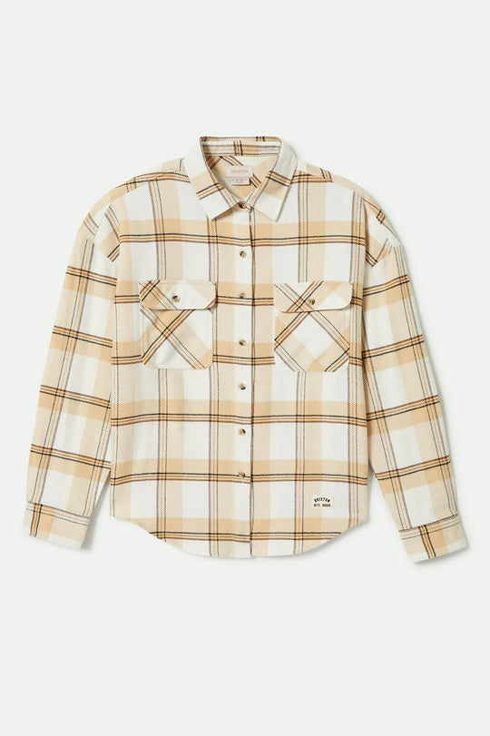 
       Women&#39;s Bowery Women&#39;s Classic L/S Flannel in the color Off White/Semolina/Washed Copper Plaid - Front Product View
     