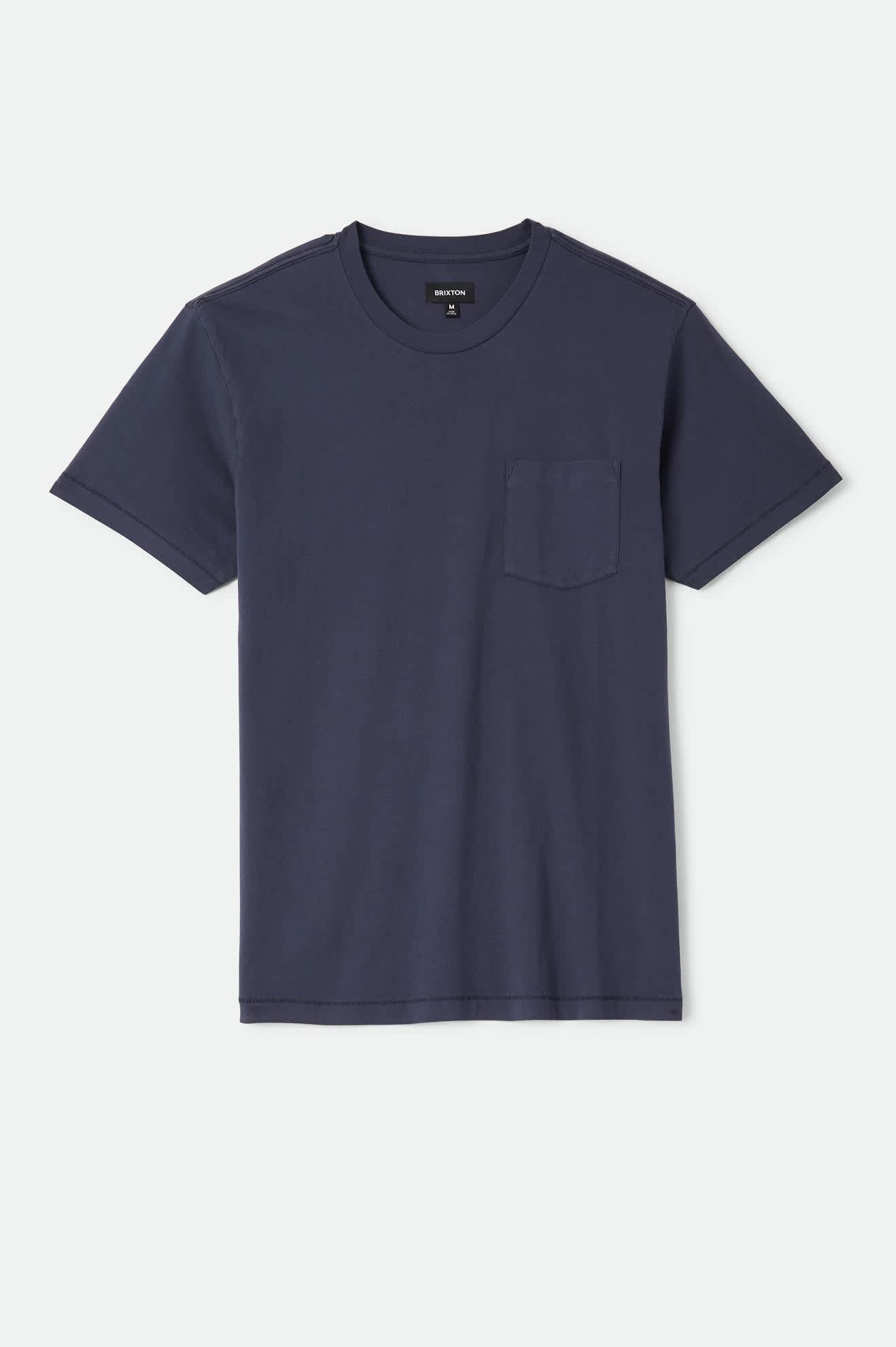Men's Brixton Baseline Pocket T-Shirt in the color Washed Navy Vintage Wash - Front Product View