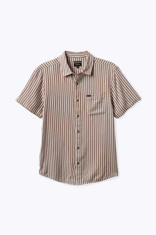 
       Brixton Charter Herringbone Stripe S/S Woven Shirt - Off White/Bison
     