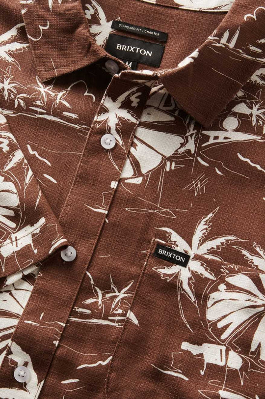 
       Brixton Charter Slub S/S Woven Shirt - Sepia Umbrella Scene
     