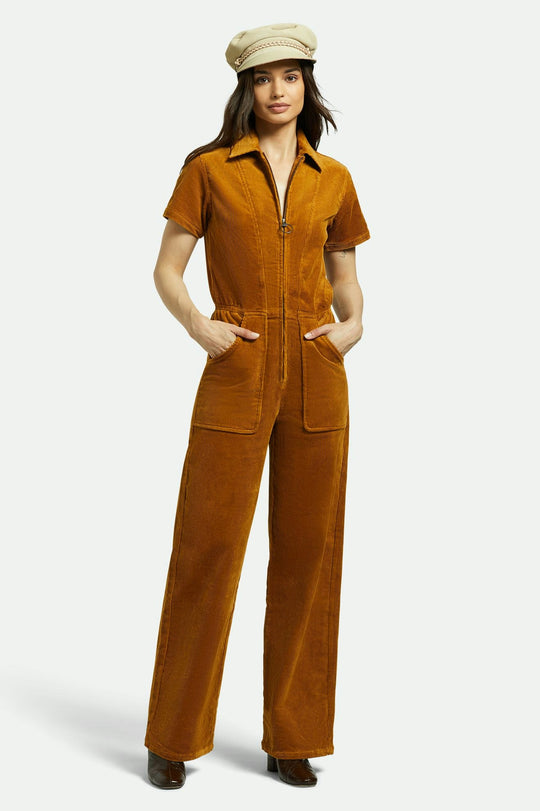 
       Brixton Utility Jumpsuit - Golden Brown Cord
     