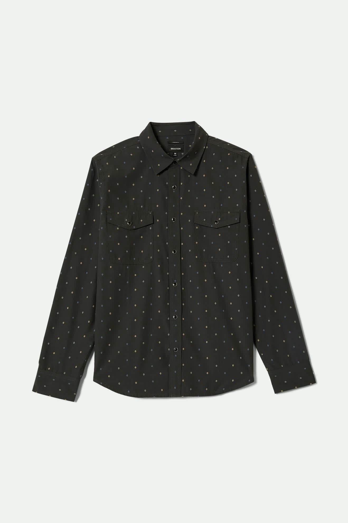 Men's Wayne Western L/S Shirt in the color Asphalt Black - Front Product View