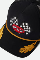 Women's Podium Netplus Trucker Hat in the color Black/Black - Additional Laydown image