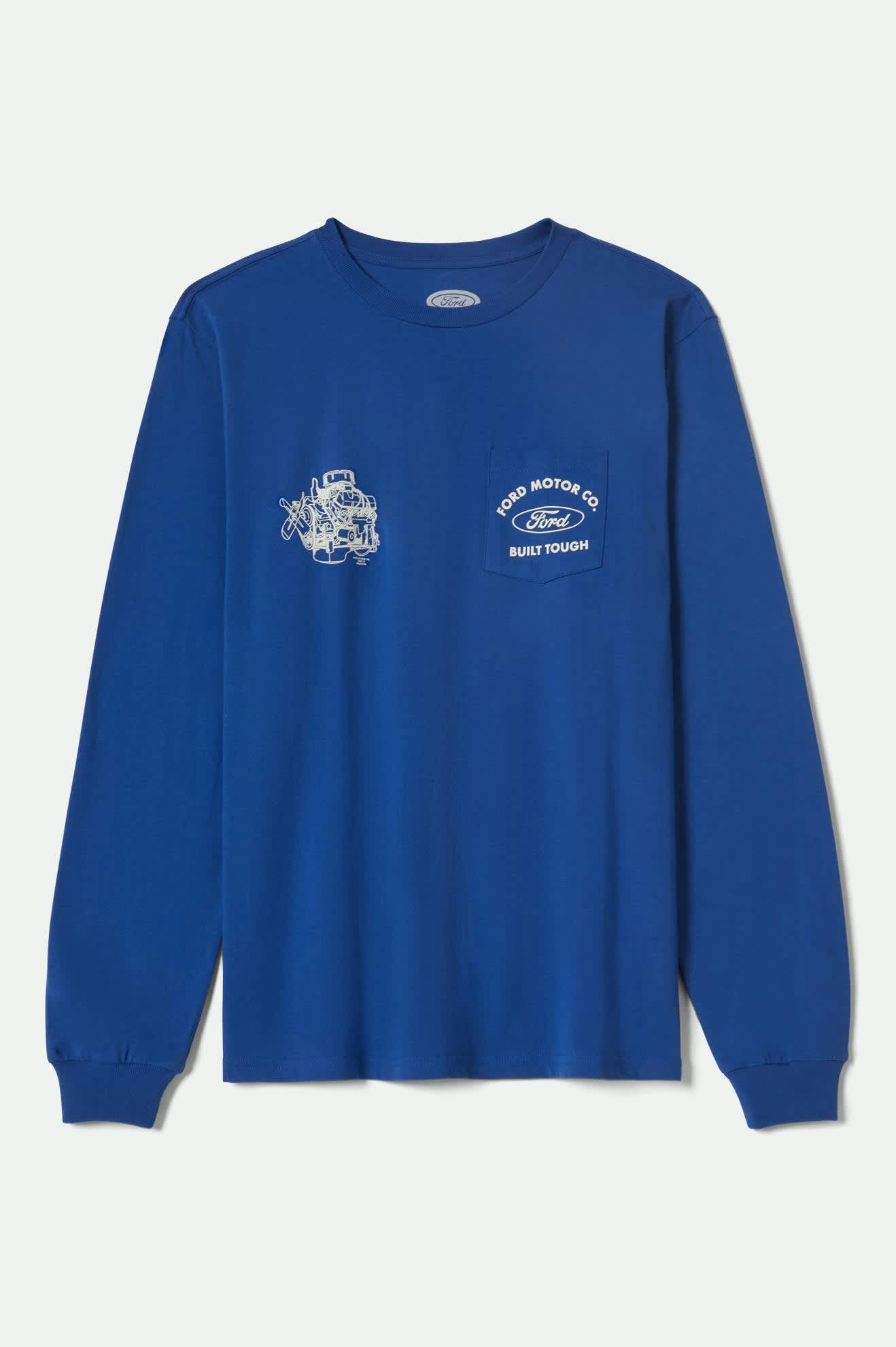 Men's Ford Built Tough L/S Standard T-Shirt in the color Ford Blue - Front Product View