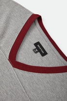 Men's Brixton Football T-Shirt in the color Heather Grey/Maroon - Additional Laydown image