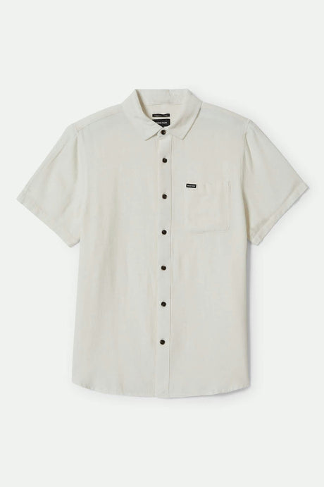 Men's Charter Organic Cotton Linen Blend S/S Shirt in the color Egret White - Front Product View