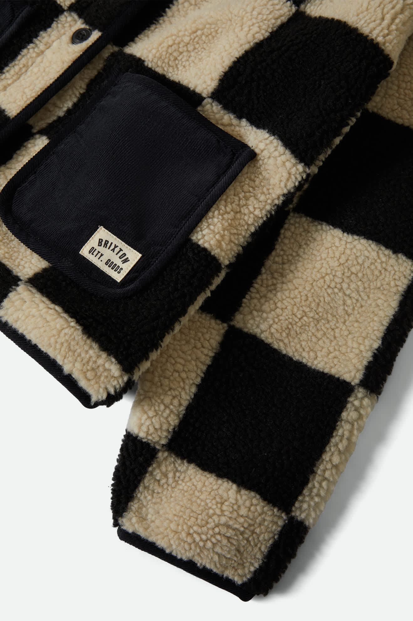 Women's Delilah Sherpa Jacket in the color Black/Natural Finish Line Checker - Additional Laydown image