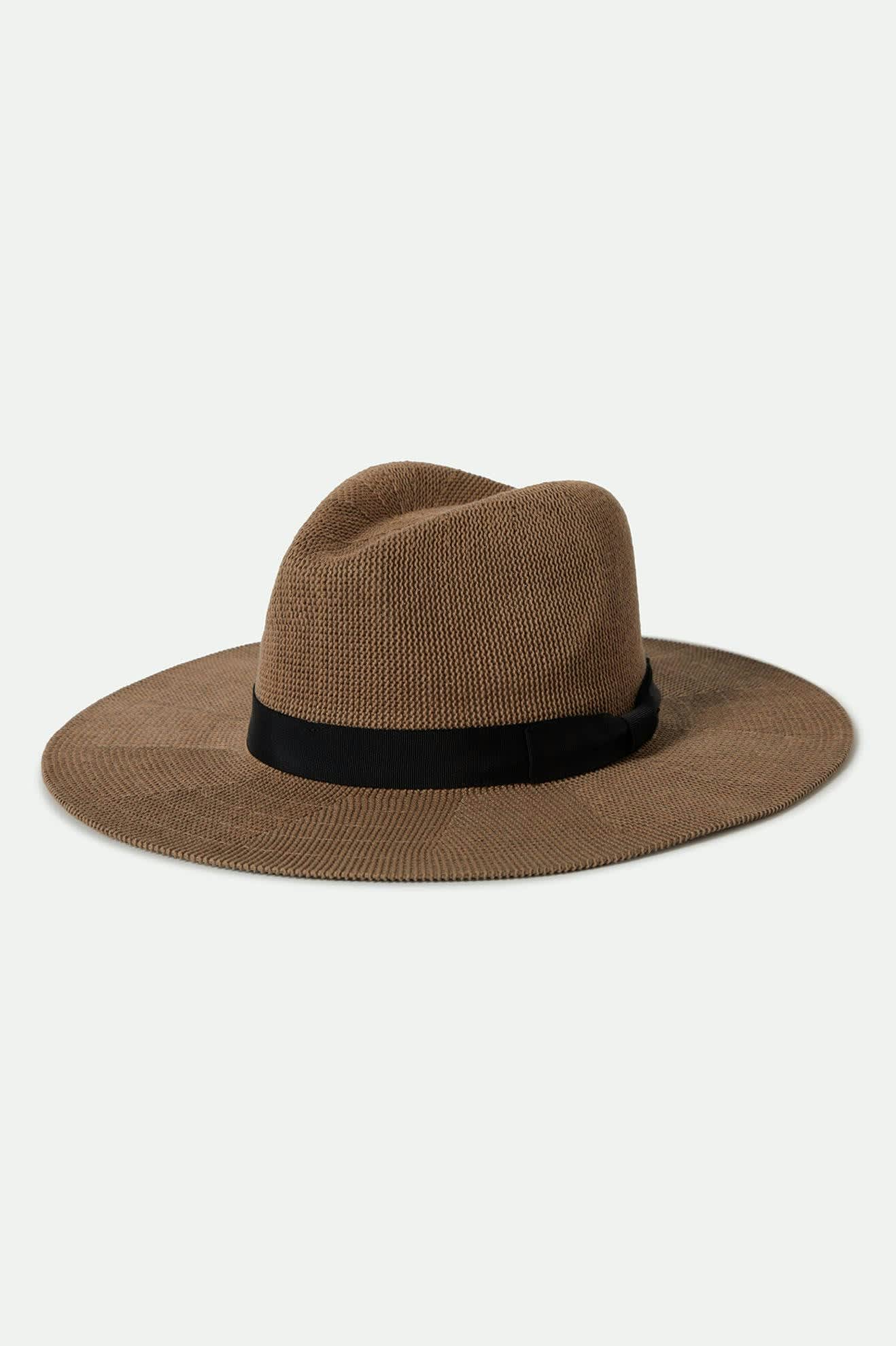 Women's Lyons Knit Packable Hat in the color Dark Tan/Black - Front Product View