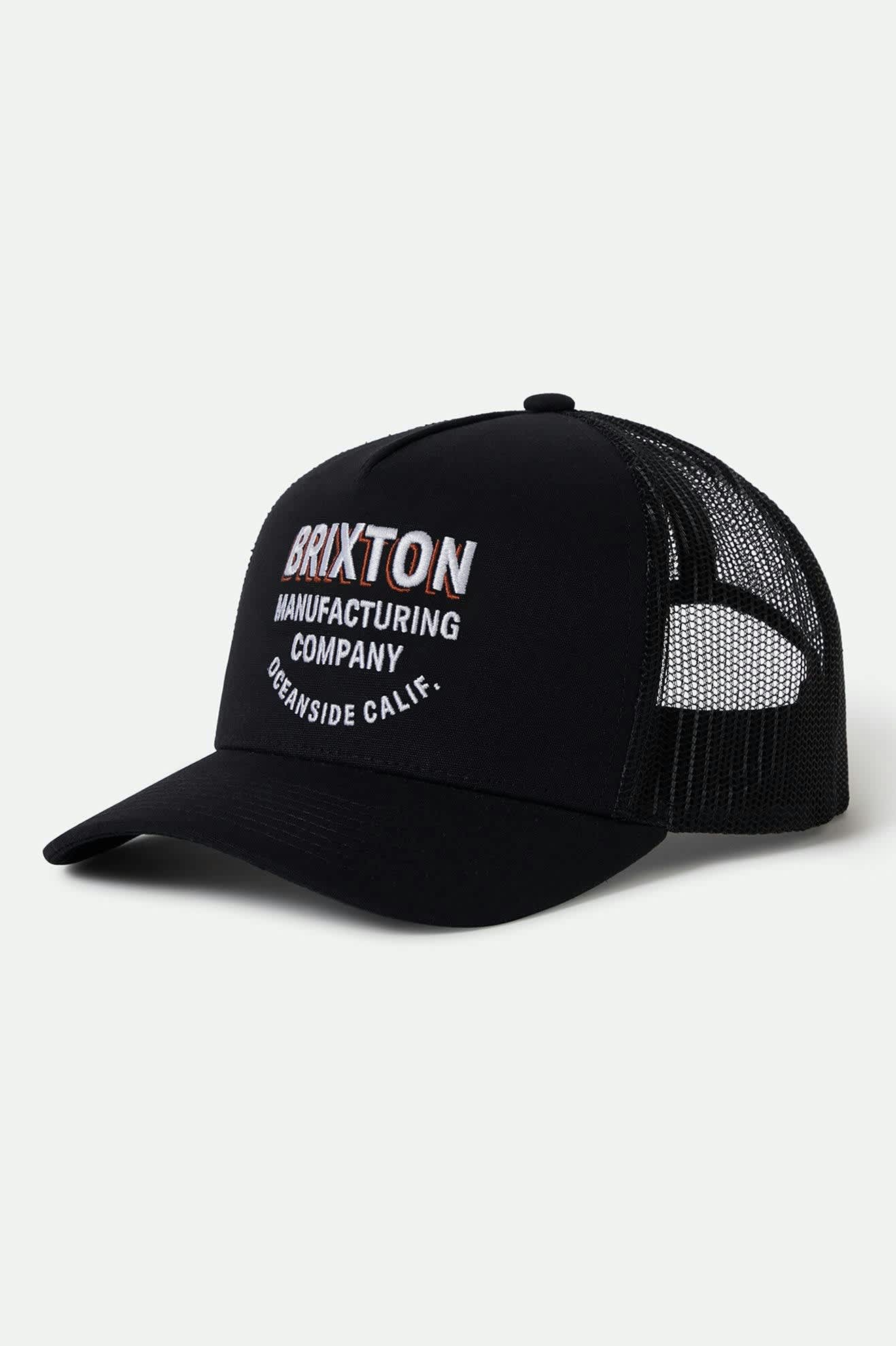 Unisex Redoubt Netplus Trucker Hat in the color Black/Black - Front Product View