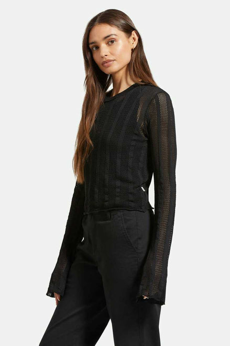 
       Women&#39;s Side Fit | Sheer L/S Knit Top - Black
     