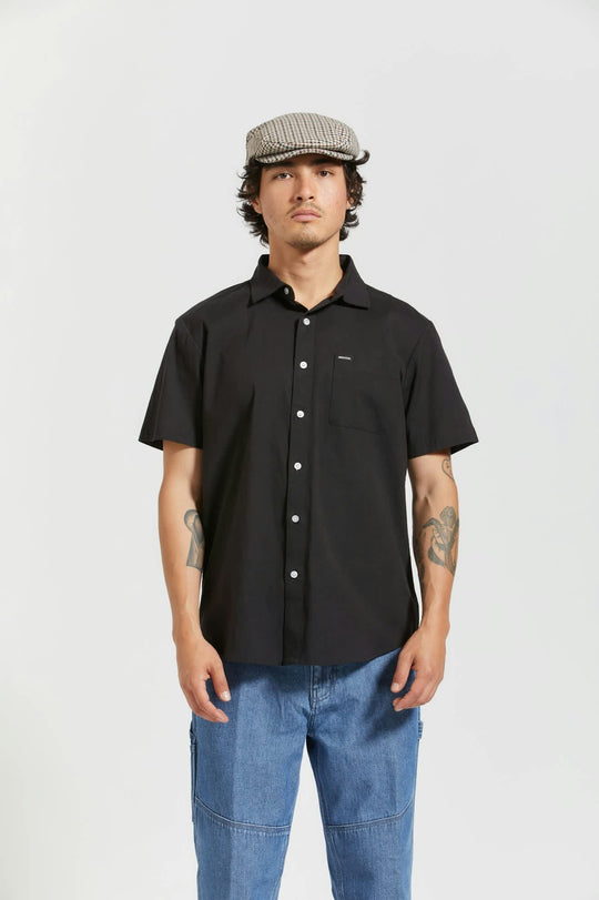 
       Men&#39;s Charter Oxford S/S Shirt in the color Black - Men&#39;s Front View
     