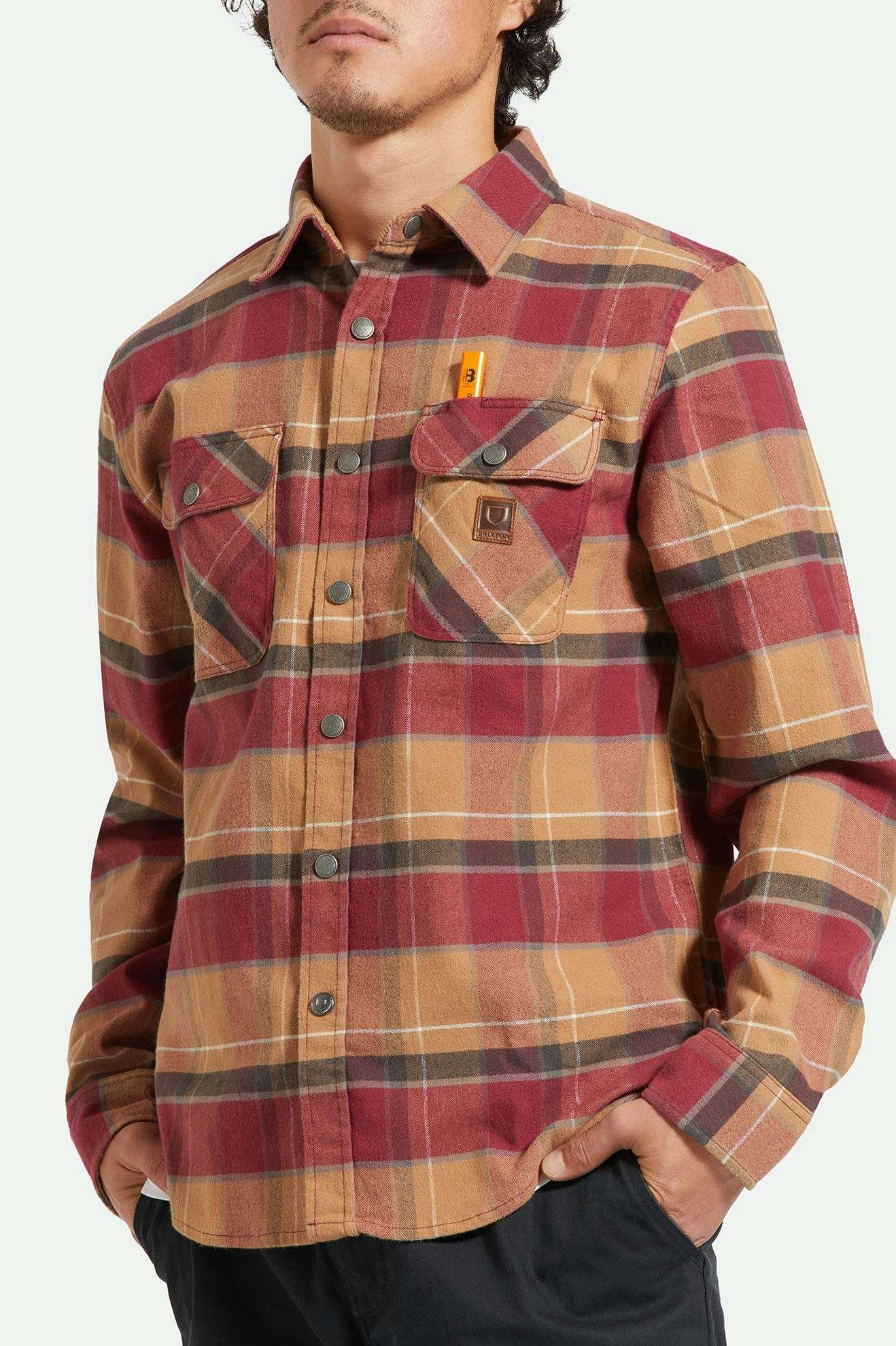 
       Men&#39;s Lifestyle 1 | Builders Bowery Stretch Water Resistant L/S Flannel - Woodsmoke/Cordovan Red/Washed Black
     