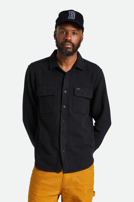 
       Men&#39;s Fit, front | Bowery Textured Loop Twill L/S Overshirt - Black
     