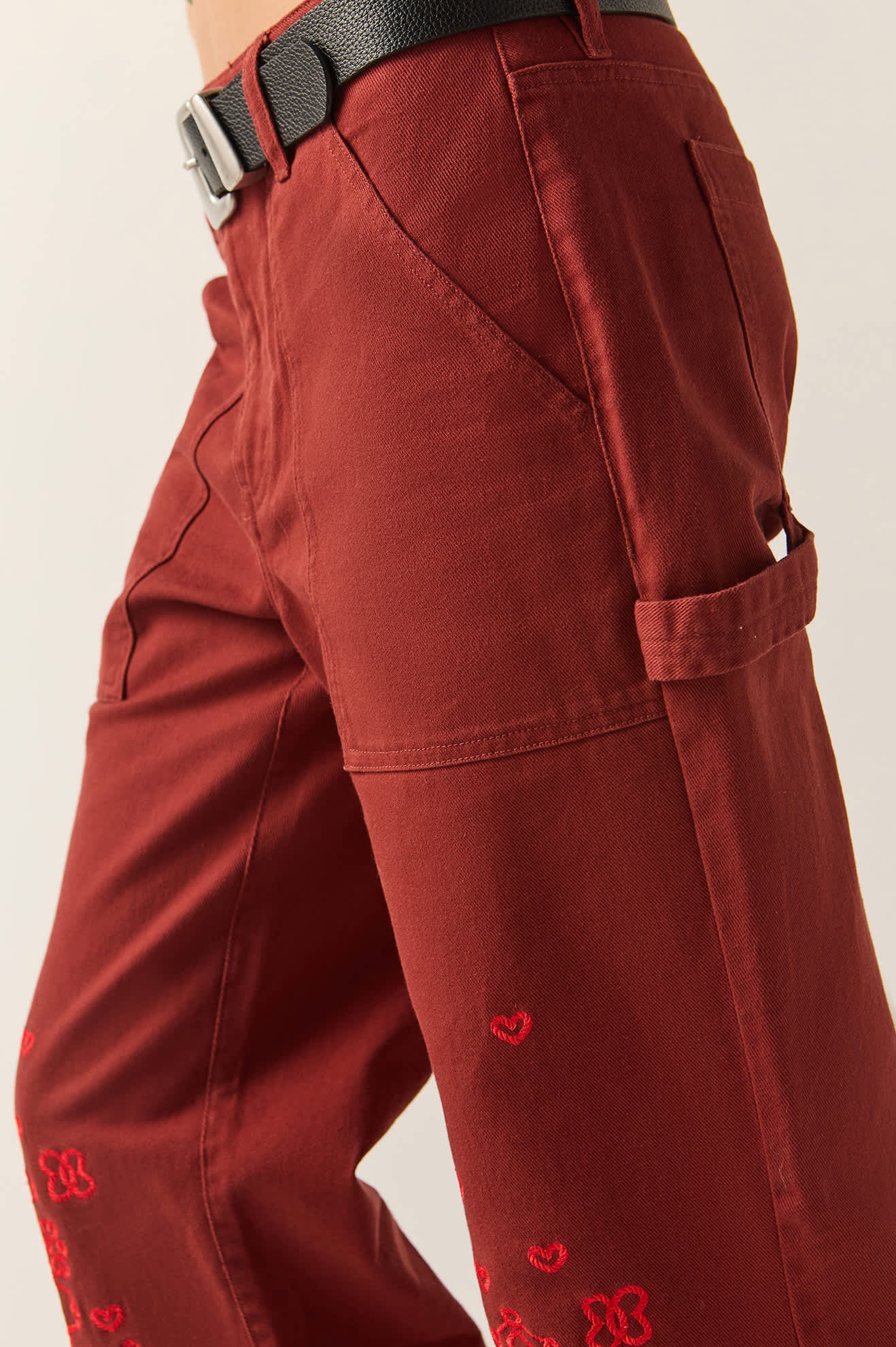 Women's Essex Embroidered Painter Pant in the color Dark Brick - Additional Fit image