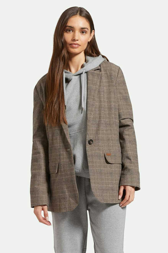 
       Women&#39;s Front Fit | Manhattan Blazer - Brown/Cream Houndstooth
     