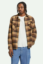 Men's Fit, front | Bowery L/S Flannel - Tigerʼs Eye/Pinecone Brown/Washed Black