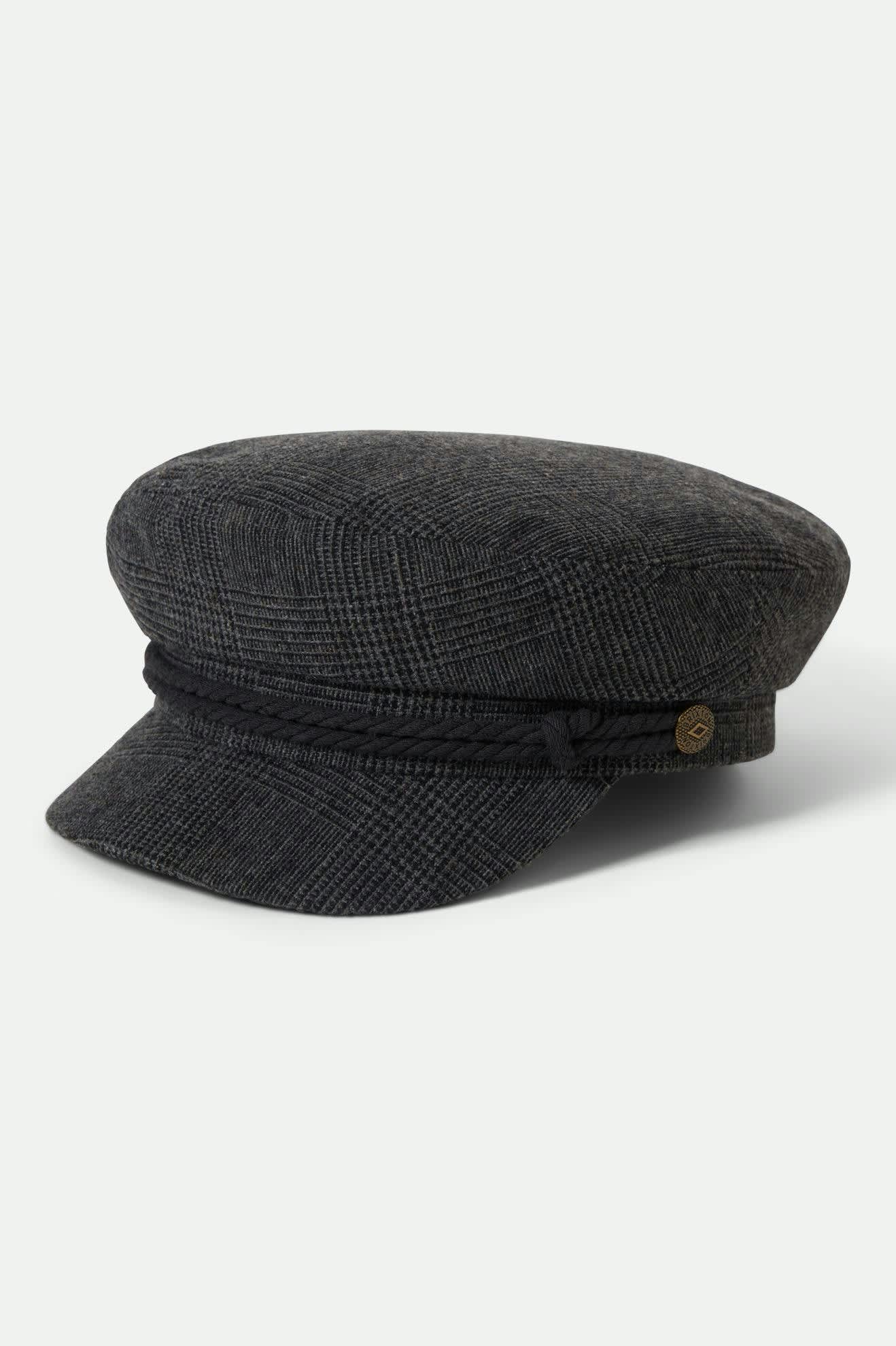 Unisex Fiddler Fisherman Cap in the color Grey Shadow Plaid - Front Product View