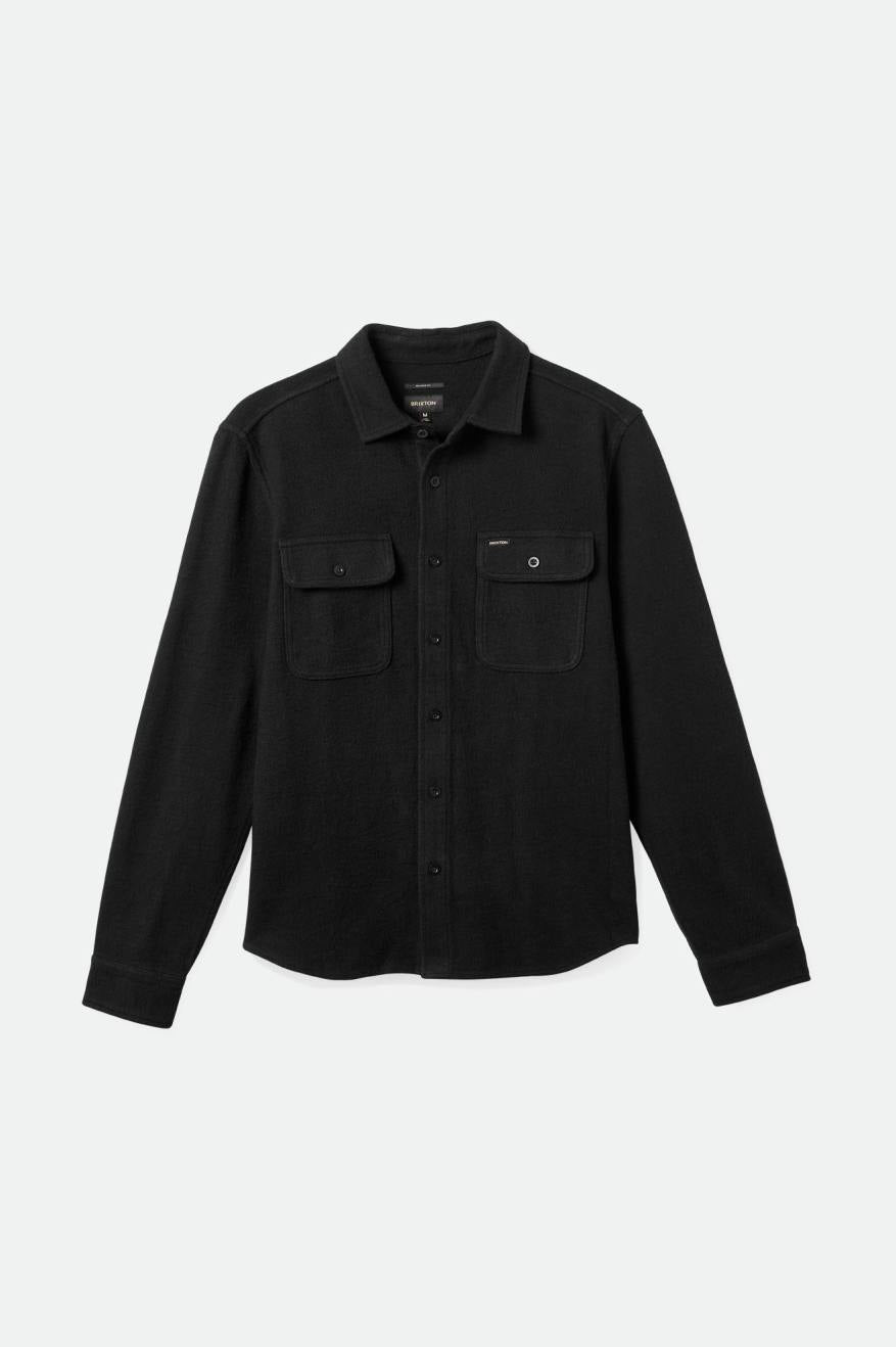 
       Brixton Men&#39;s Bowery Textured Loop Twill L/S Overshirt - Black | Main
     