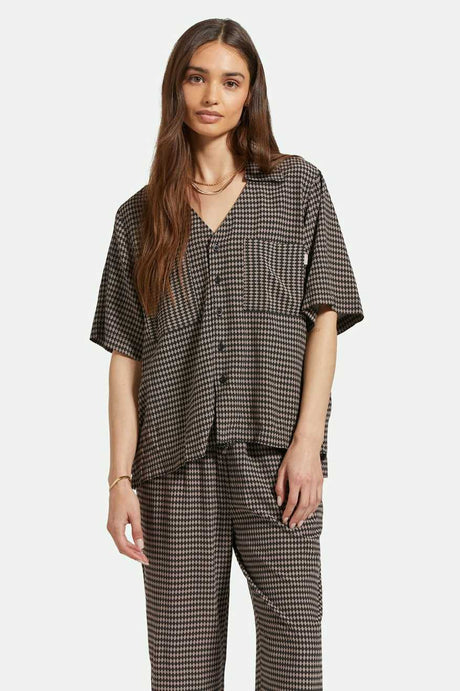 Women's Front Fit | Hudson Lounge S/S Woven Shirt - Washed Black/Cinder Grey Diamond Check