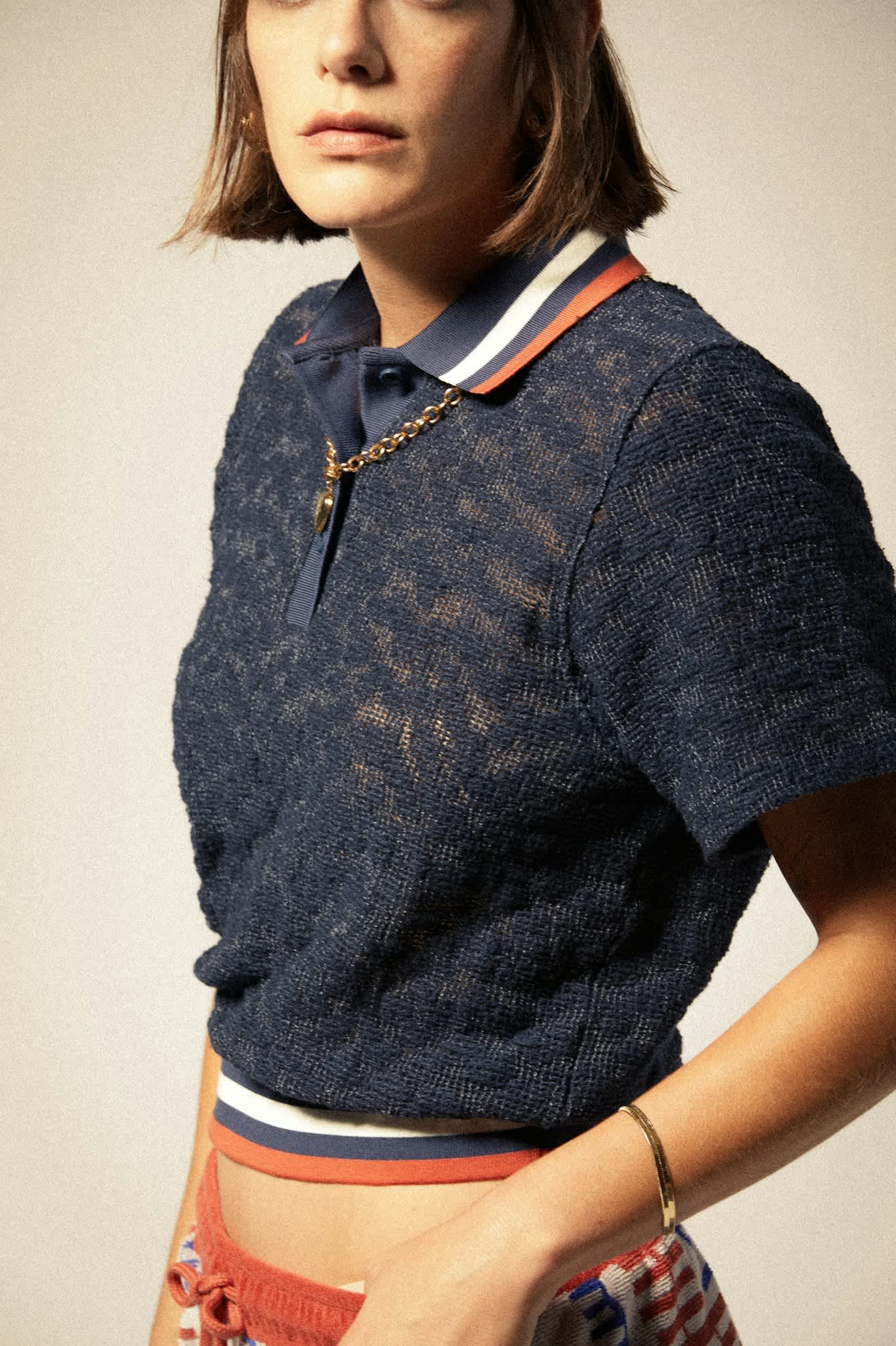 
       Women&#39;s Retro Mesh S/S Polo in the color Washed Navy - Women&#39;s Front View
     