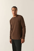 Men's Baseline Waffle Knit Top in the color Walnut Brown - Men's Side View