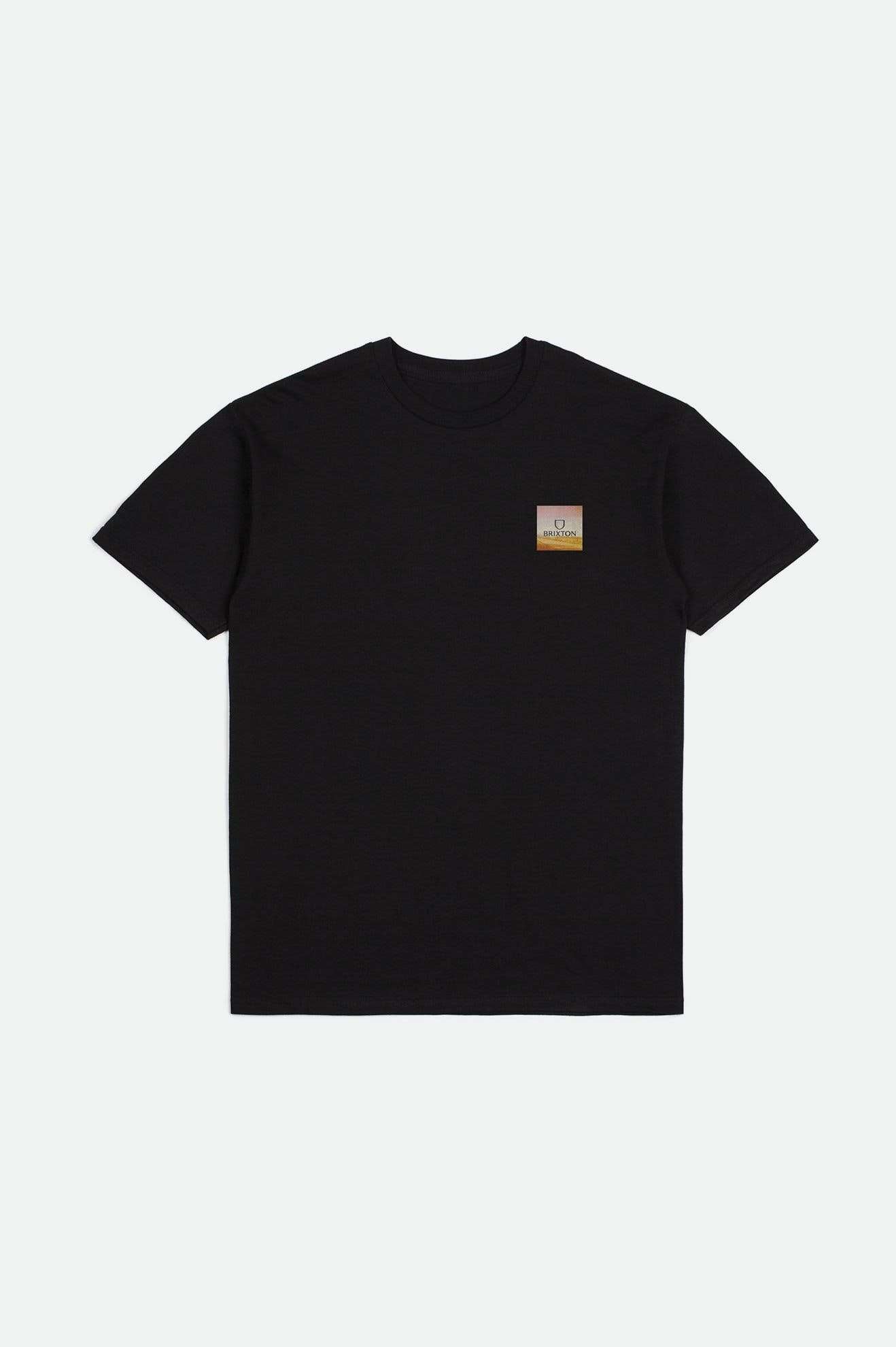 
       Brixton Men&#39;s Alpha Square S/S Standard T-Shirt - Black/Gold/Brown | Main
     