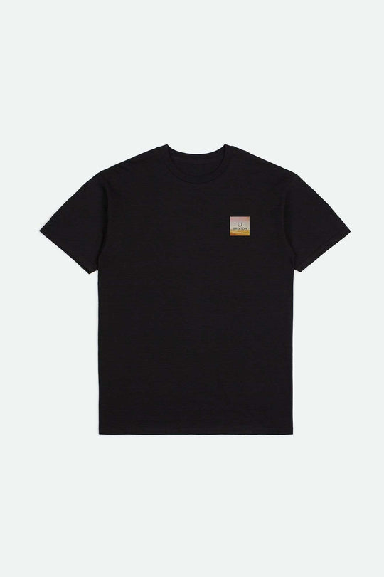 
       Brixton Men&#39;s Alpha Square S/S Standard T-Shirt - Black/Gold/Brown | Main
     