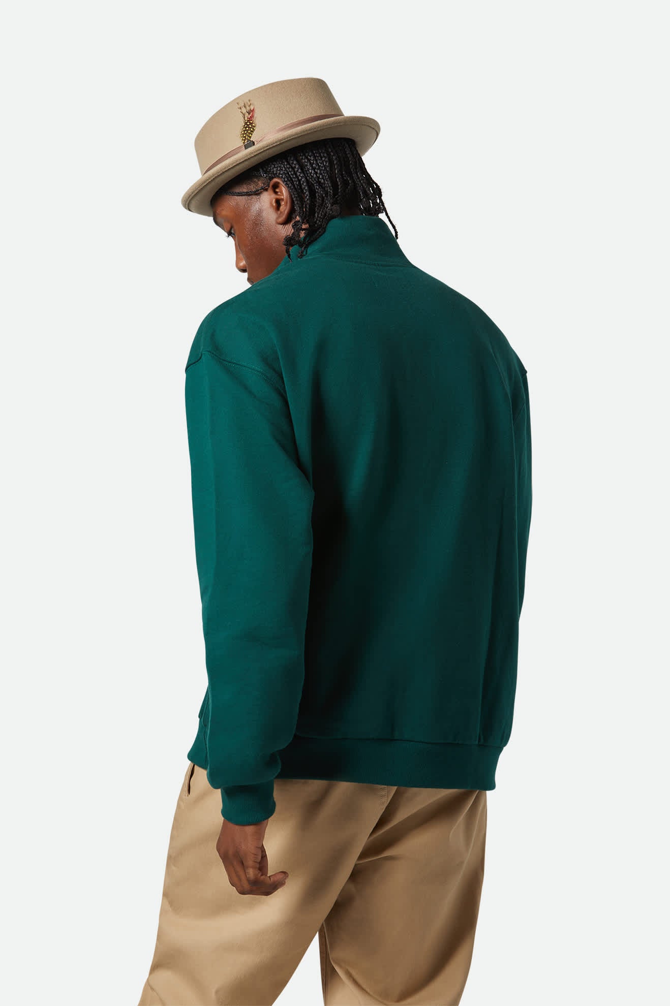 
       Men&#39;s Embroidered Heavyweight Oversized Half Zip in the color Deep Emerald - Men&#39;s Back View
     