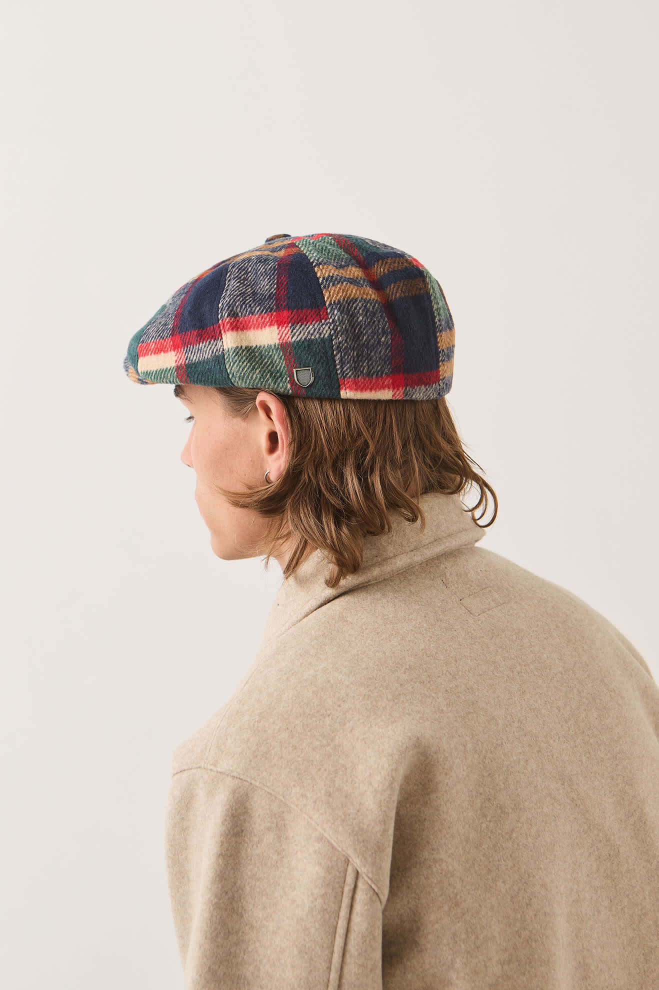 Unisex Brood Newsboy Cap in the color Navy/Green/Red/Cream - Additional Fit image