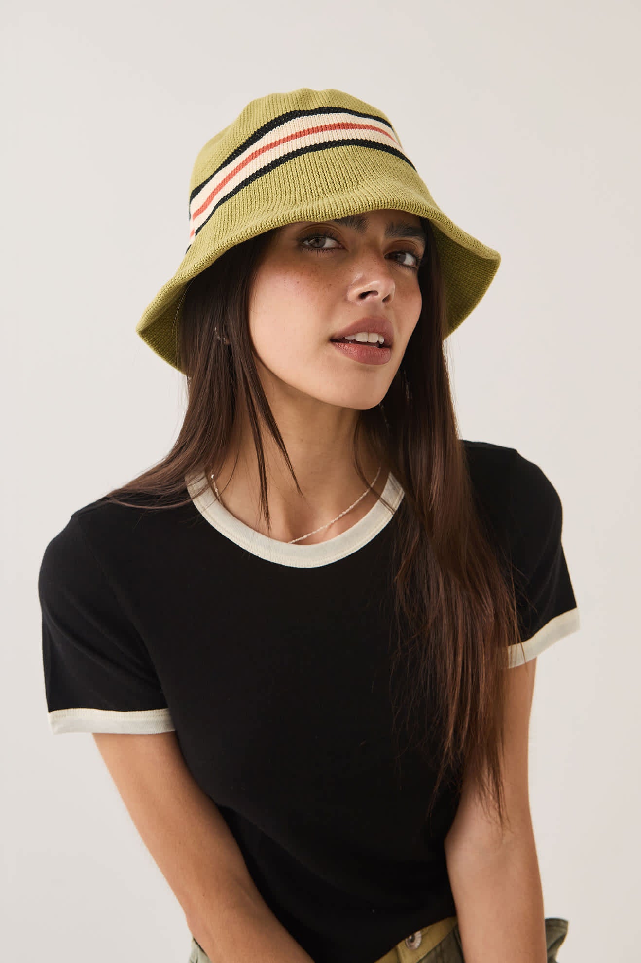 Unisex Redding Knit Packable Hat in the color Green Multi Stripe - Additional Fit image