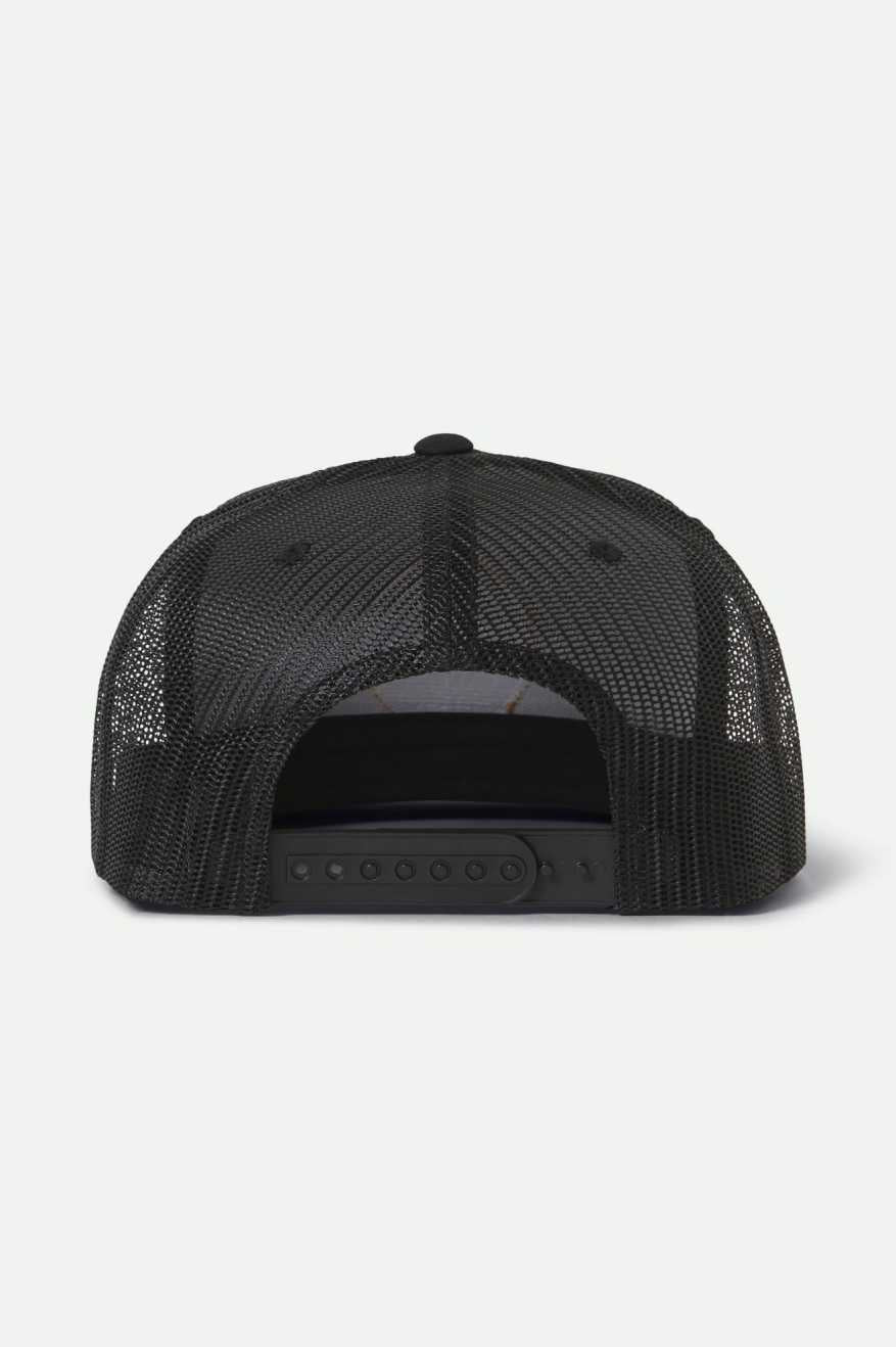 Back Laydown Image for Oath Trucker Hat - Black/Black