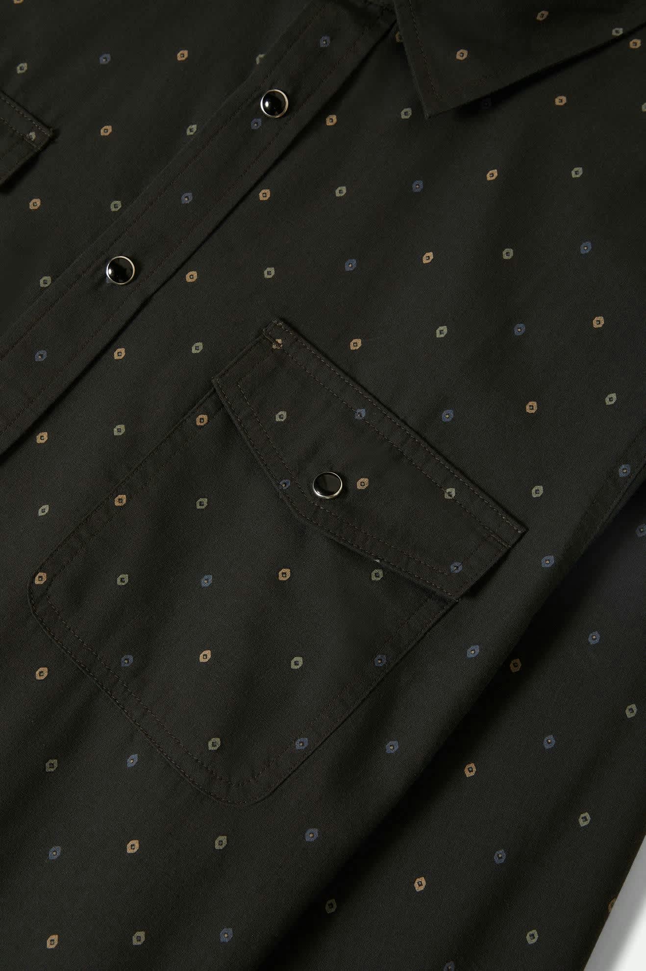 Men's Wayne Western L/S Shirt in the color Asphalt Black - Additional Laydown image