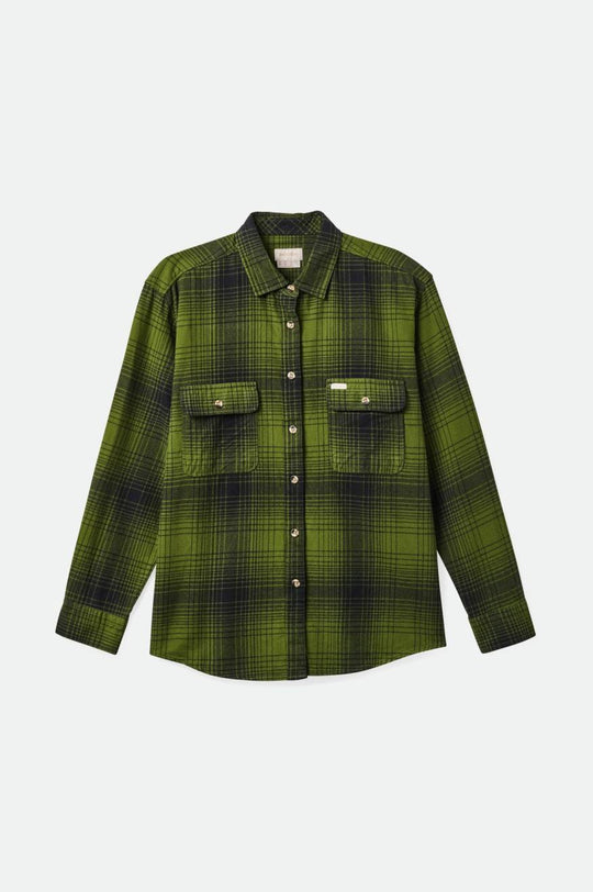 
       Brixton Bowery Boyfriend L/S Flannel - Chive/Black
     