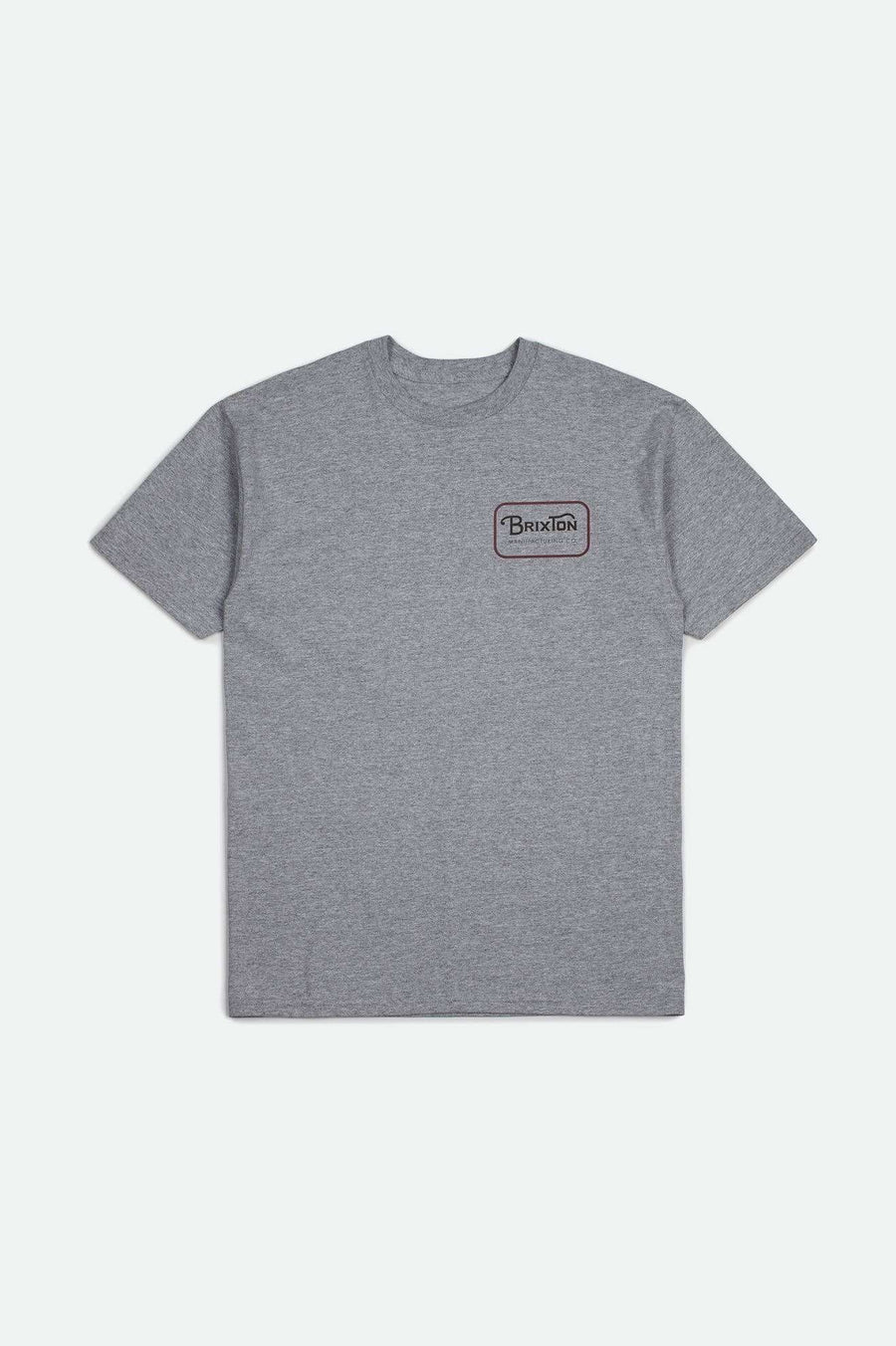 
       Brixton Men&#39;s Grade S/S Standard T-Shirt - Heather Grey/Washed Black/Red | Main
     