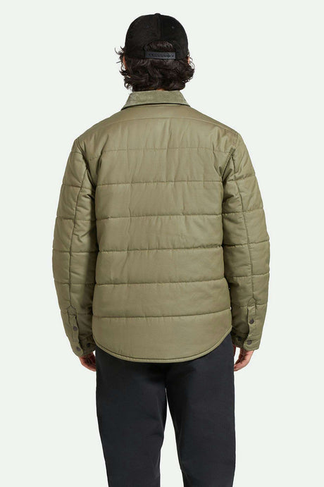 
       Men&#39;s Back Fit Image | Cass Waxed Canvas Jacket - Olive Surplus
     