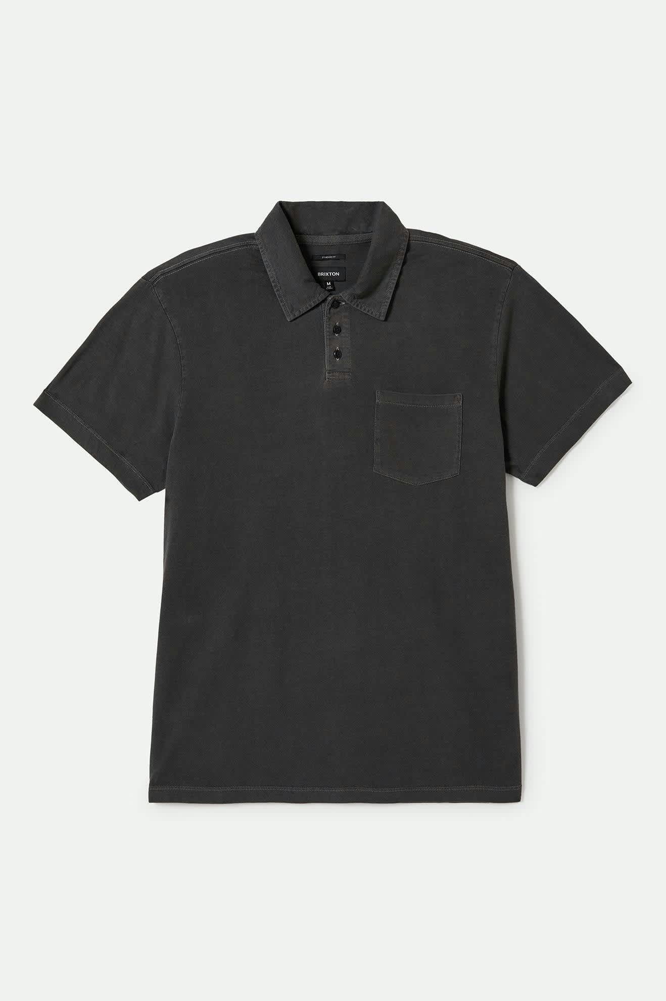 
       Men&#39;s Vintage Wash S/S Polo in the color Washed Black - Front Product View
     