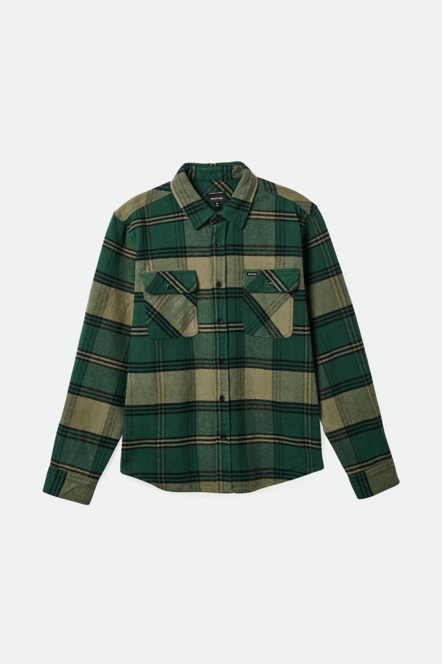 
       Brixton Bowery Heavyweight L/S Flannel - Pine Needle/Olive Surplus
     