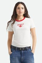 Women's Pegasus Slim Crew T-Shirt in the color Vintage White - Additional Fit image