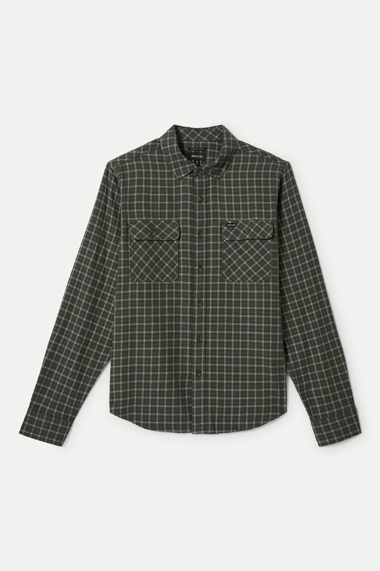 
       Men&#39;s Bowery Lightweight Ultra Soft L/S Flannel in the color Ivy Green/Whitecap - Front Product View
     