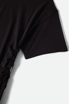 Women's Carefree Organic Garment Dye Cinch T-Shirt in the color Black - Additional Laydown image