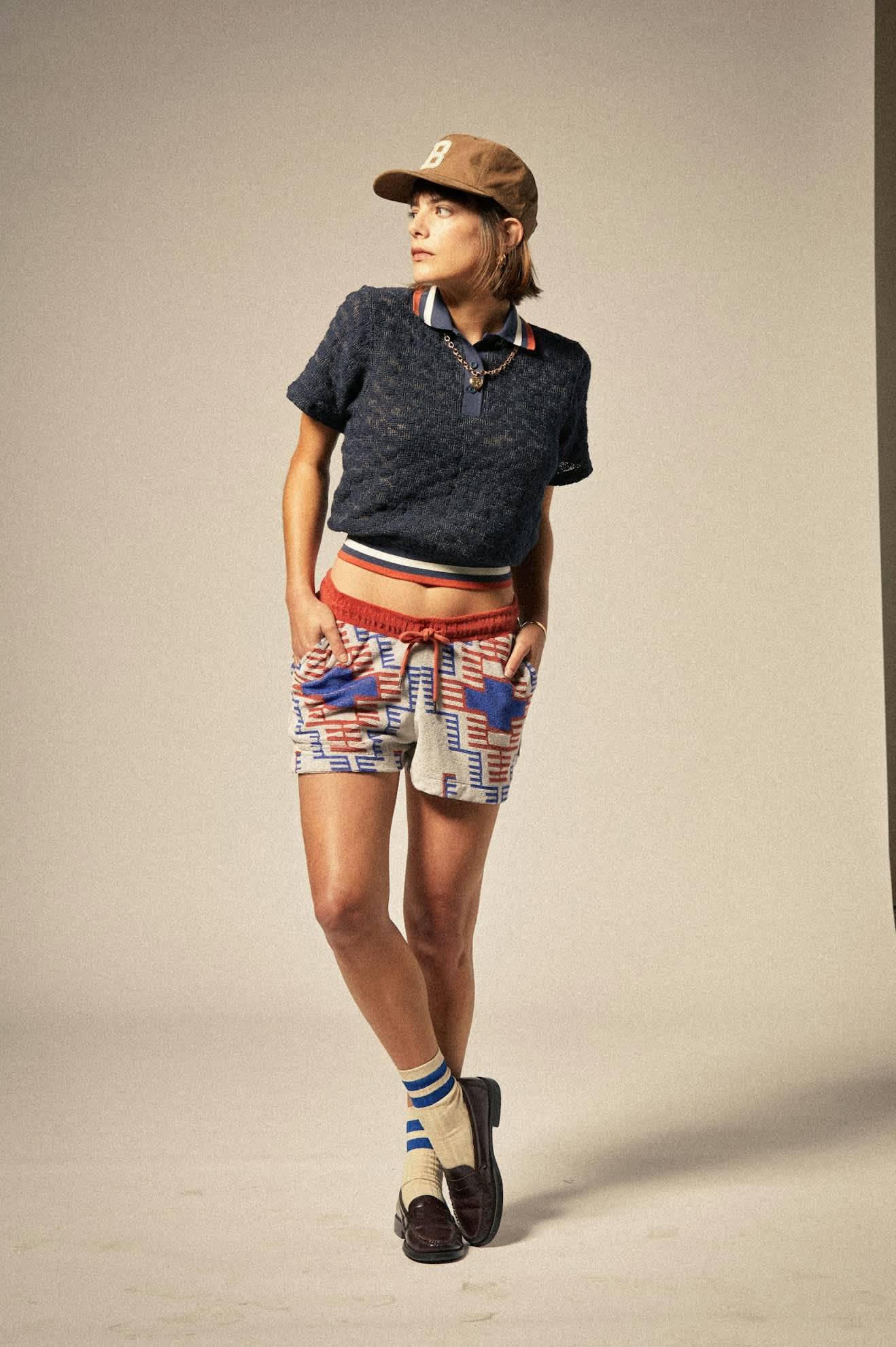 
       Women&#39;s Trail Terry Cloth Short in the color Electronic Indigo Pattern - Additional Fit image
     