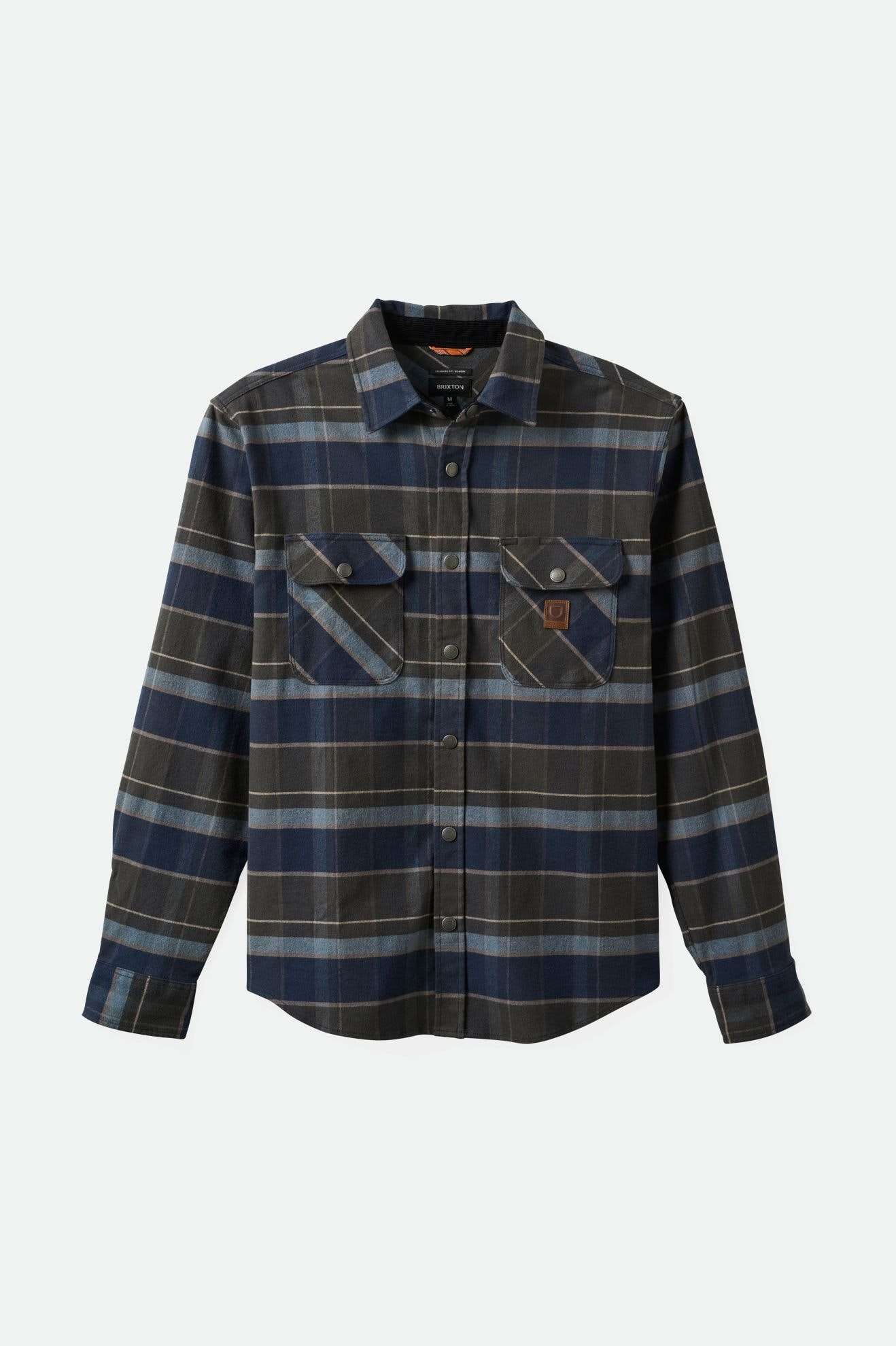 
       Brixton Men&#39;s Builders Bowery Stretch Water Resistant L/S Flannel - Washed Navy/Black/Coronet Blue | Main
     