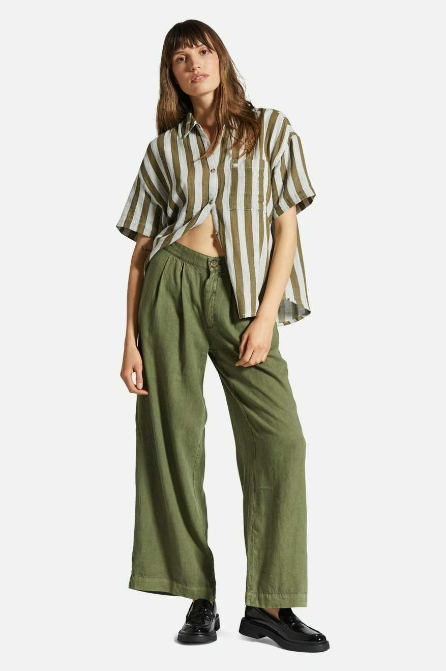 
       Brixton Vintage Linen Blend Wide Leg Pant - Sea Kelp
     