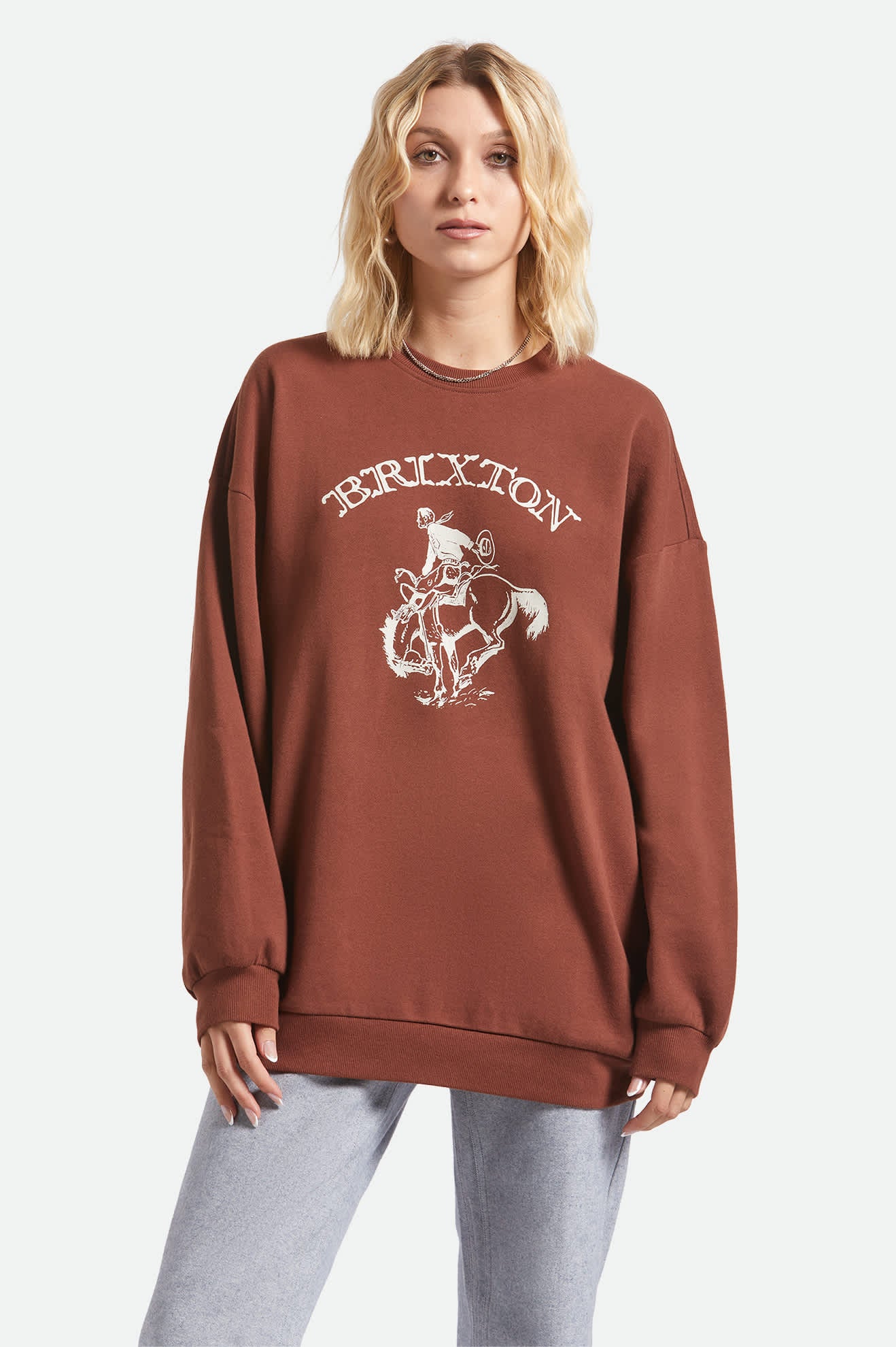 Women's Western Crew in the color Sepia - Women's Front View