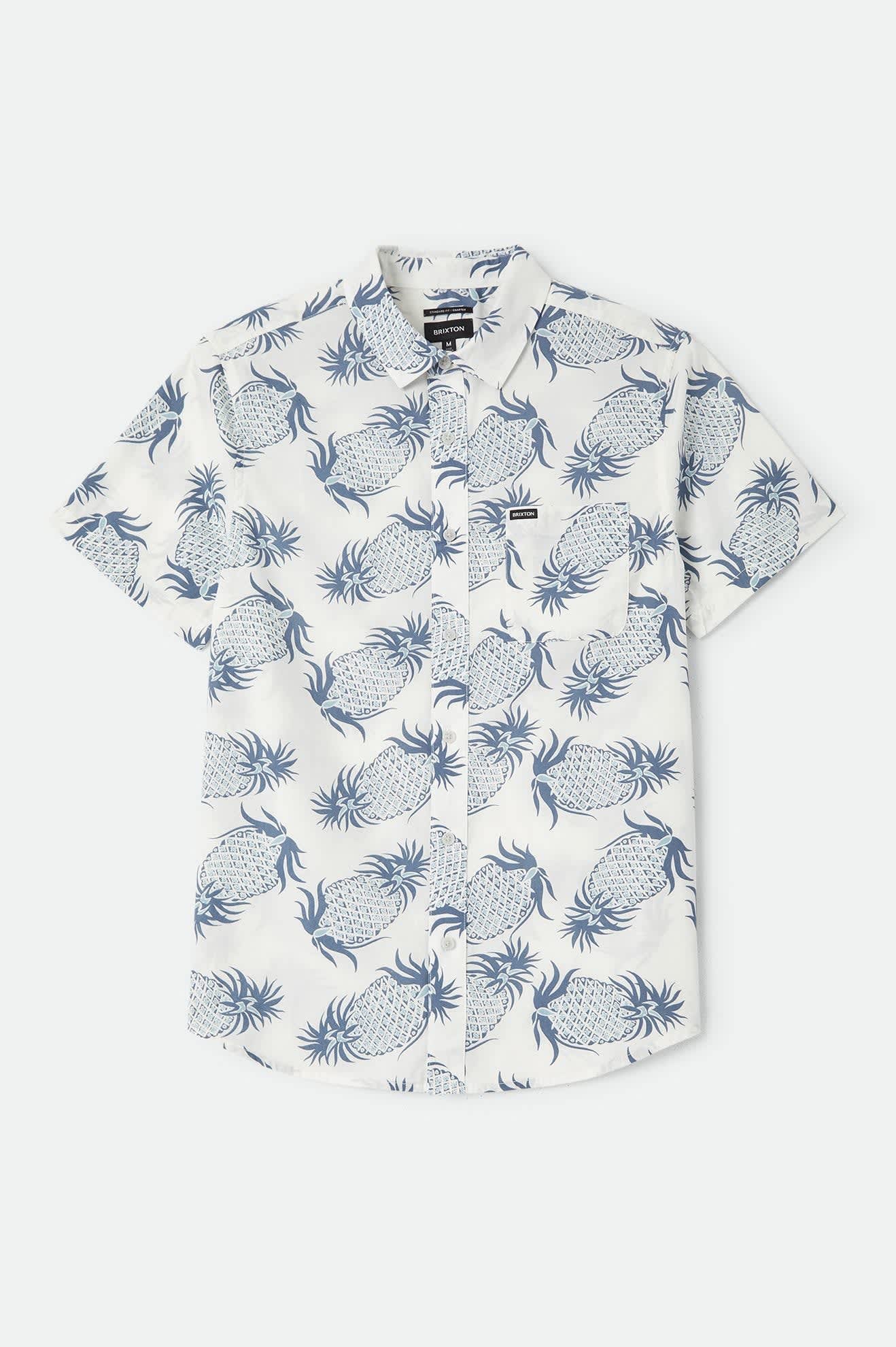 Men's Charter Print Shirt in the color Off White Pineapple - Front Product View