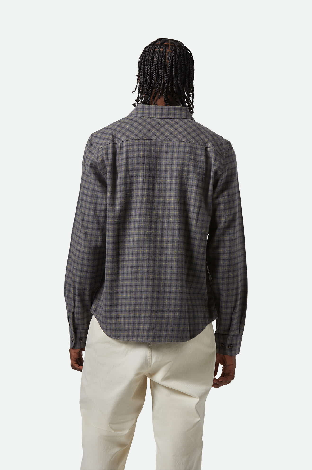 
       Men&#39;s Bowery Lightweight Ultra Soft L/S Flannel in the color Charcoal/Ray Flower/Black - Men&#39;s Back View
     