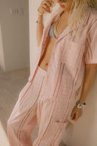 Women's The Mercer Wide Leg Trouser Pant in the color Chalk Pink - Men's Lifestyle image